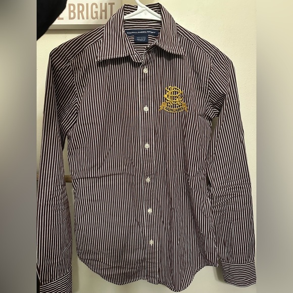Ralph Lauren Tops - Ralph Lauren Striped Button Down Shirt - Black and White with Gold Logo